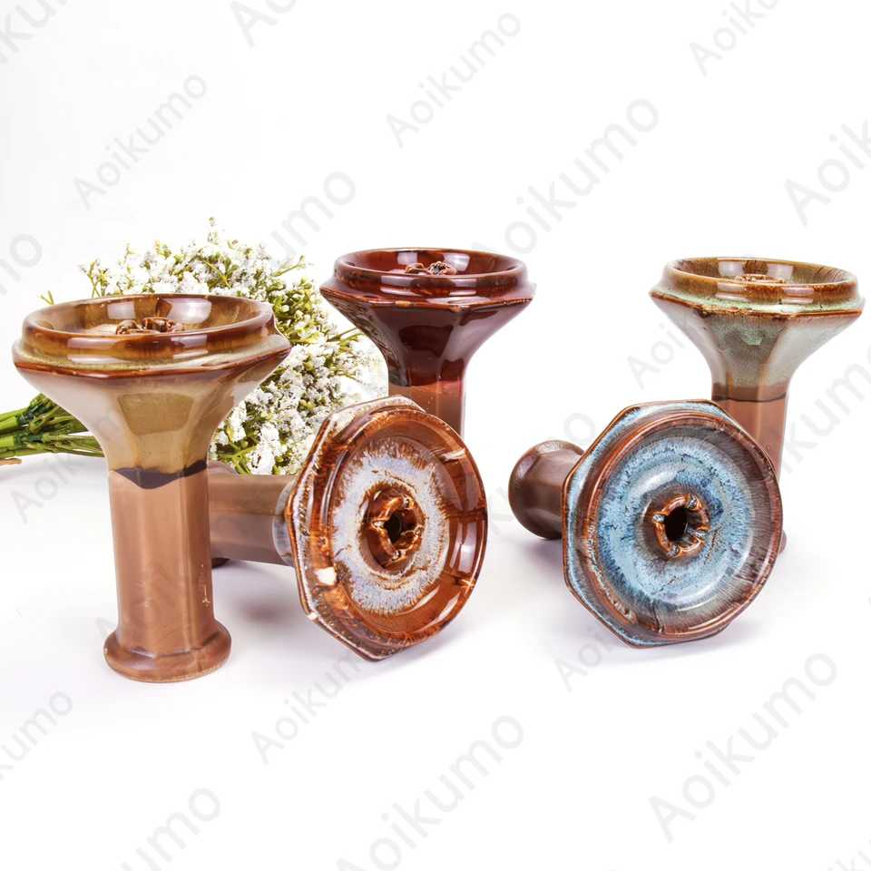 Octagonal Hooakh Bowl Shisha Narguile Cachimbas Sheesha Chicha Nargile Hubbly Bubbly Phunnel Ceramics Bowl