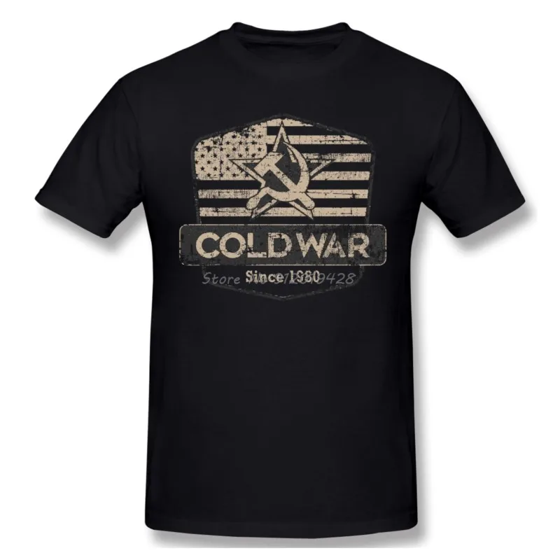 Od roku 1980 Classic Print Tričko Čierne OPS Cold War for Men Fashion Cotton Tees Harajuku Tshirt Streetwear