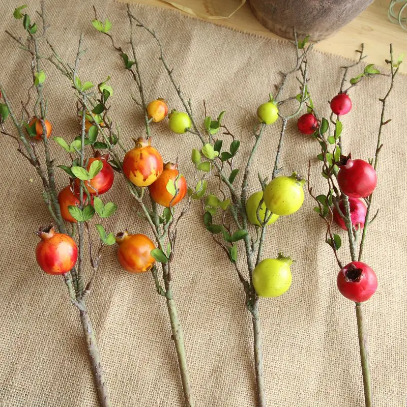 Odbočka z ovocia granátového jablka umelé kvety Domov Hotel dekor Flores Artificiales Garden Decoration Flores