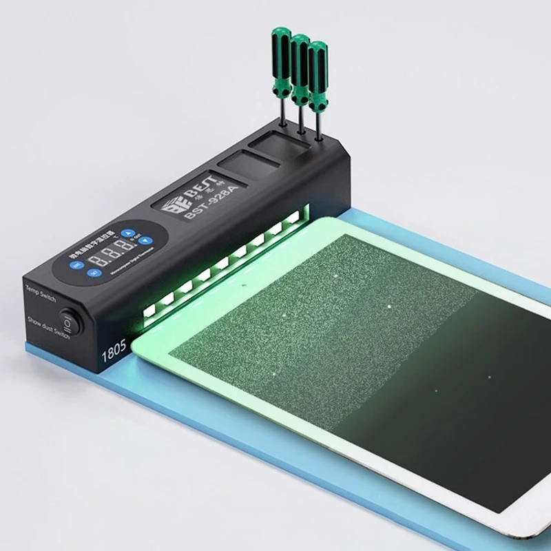 Oddelenie obrazovky LCD, vykurovacia podložka s lampou na detekciu prachu pre displej iPad a iPhone, odstránenie demontáže, otvárací nástroj, BST-928A