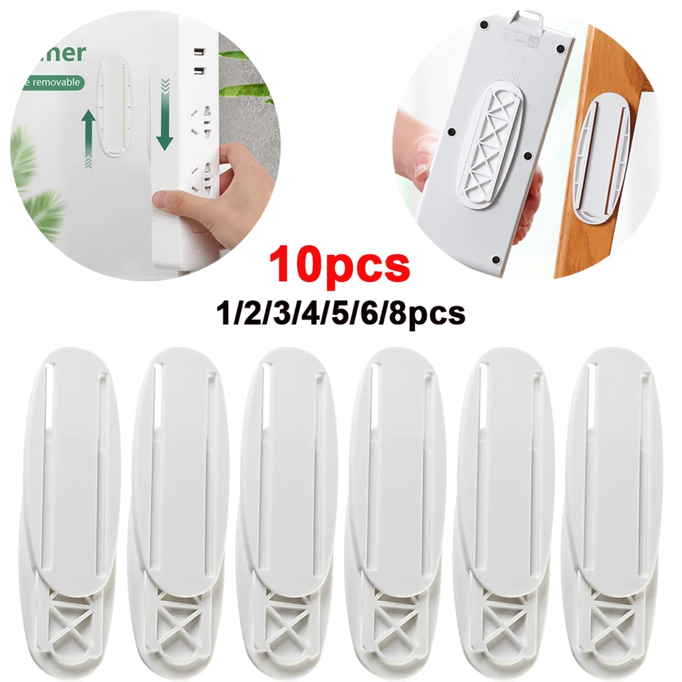 Odnímateľná samostatná úpravy napájacieho objímky Strip Strip Fixátor namontovaný na stenu Self Adhesive Punch Držiak riadkov pre domácu kanceláriu kuchyne