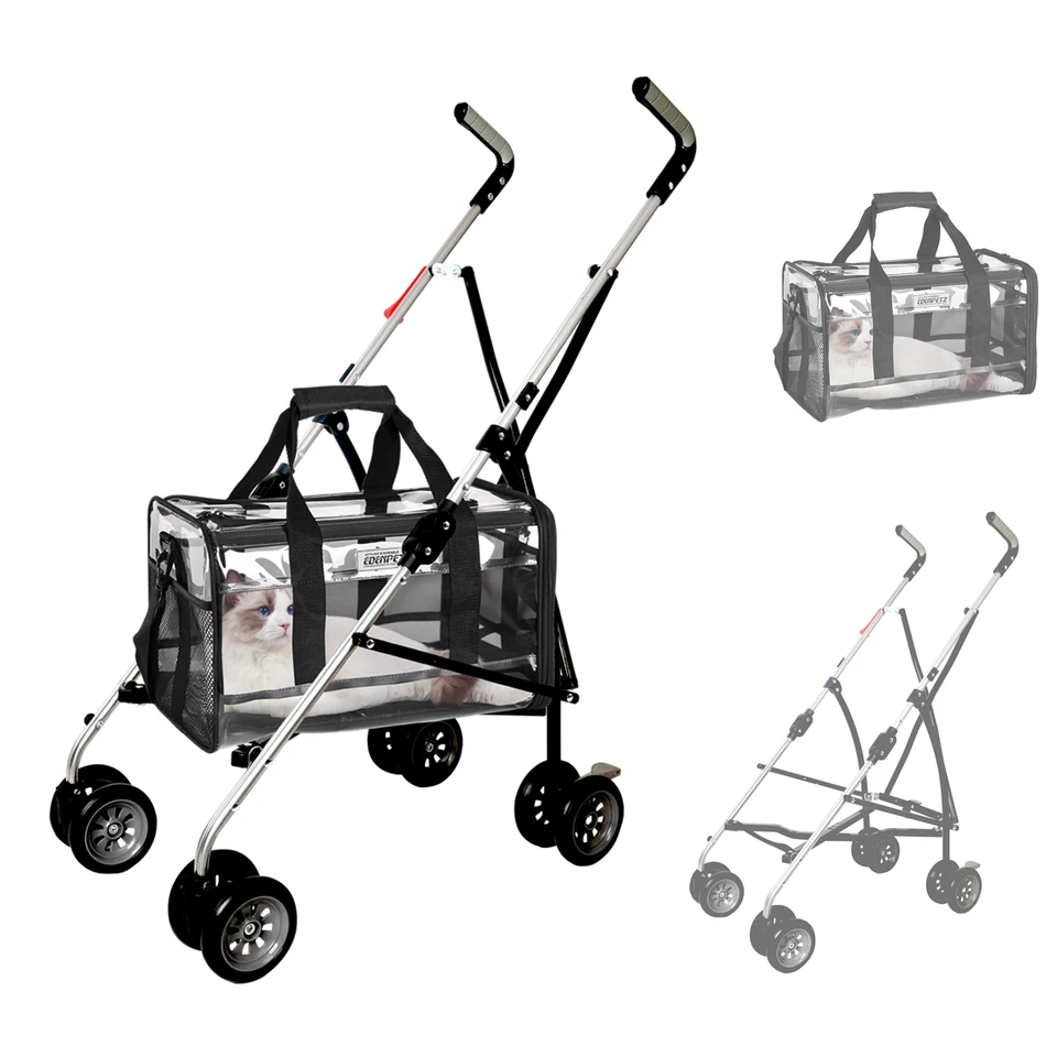Odnímateľný kočík pre domáce zvieratá prepravu domáceho maznáčika skladacie jednoduché cestovanie Multifunkčný psí mačka Trolley Rám