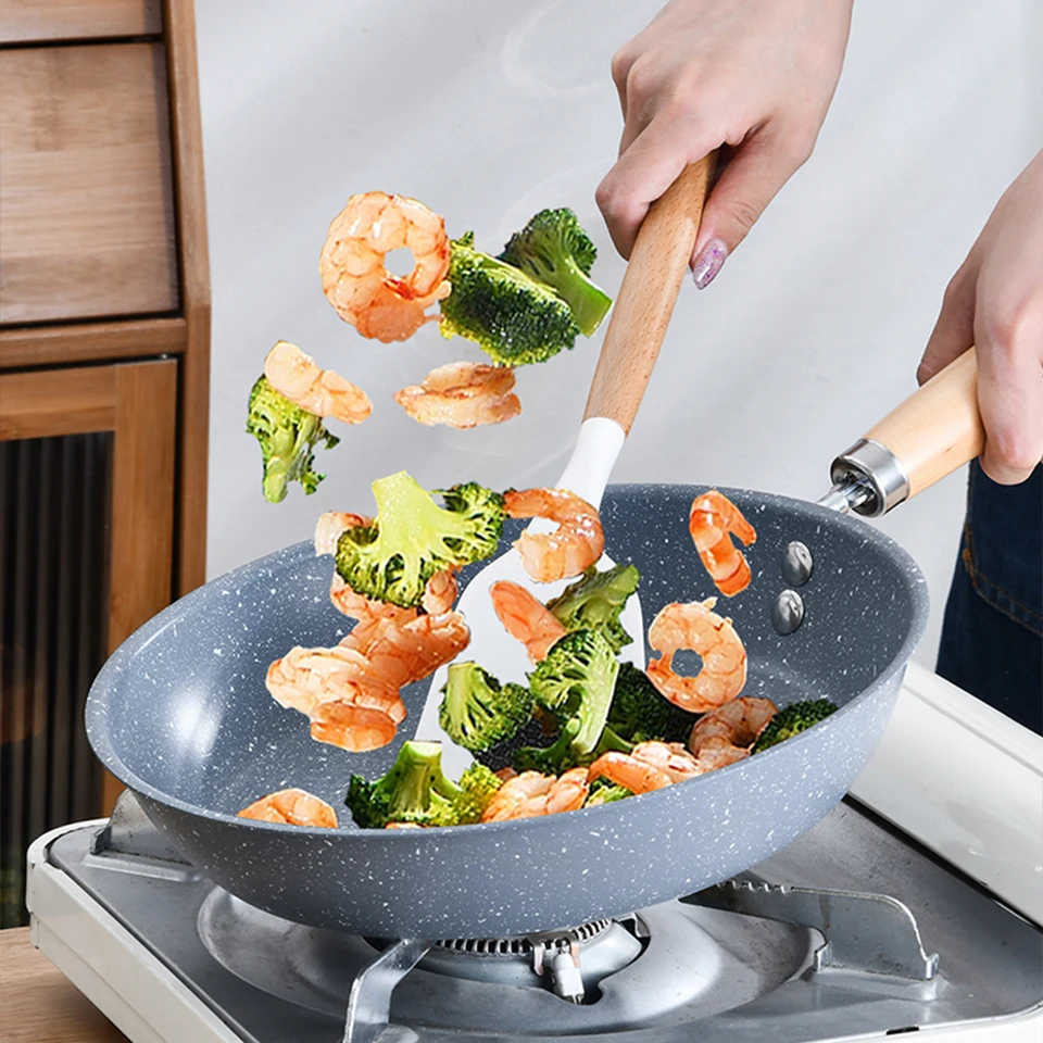 Odolné kamenné vyprážanie PAN30/28/26/cm wok nelepivé panvice panvice Cauldron Indukcia