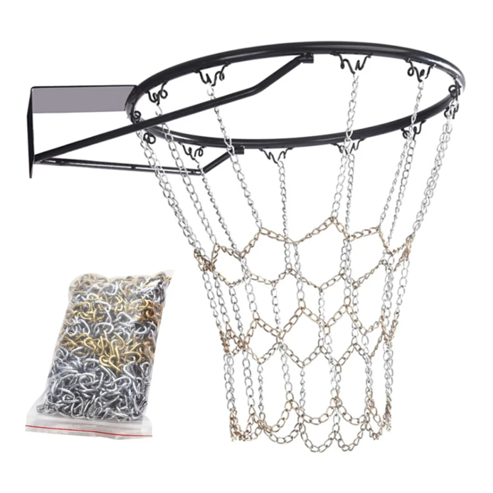 Odolný basketbalový cieľový sieť Rustproof odolný Galvanizovaný kovový reťazec basketbalová sieť zapadá do štandardných vnútorných alebo vonkajších ráfikov