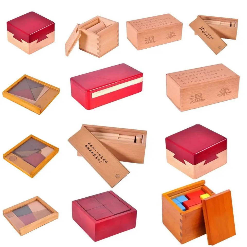 Odomknutie dreveného mozgového upútavky o otváranie puzzle Puzzle Box Luban Lock IQ Puzzle Mind Teaser Brain Teaser 3D 3D drevené hádanky