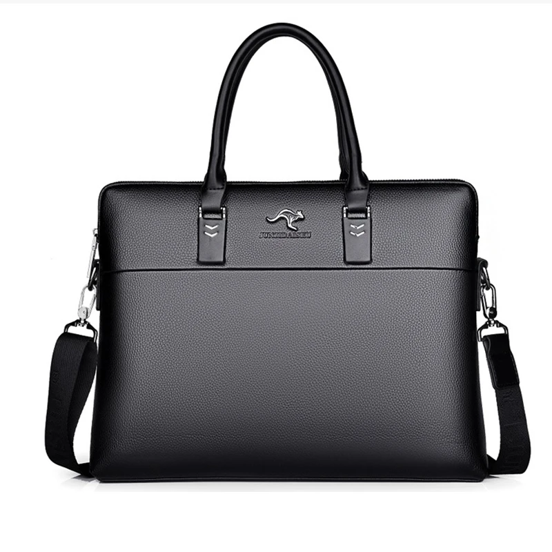 Odporúčajte vysoko nákladovo efektívny obchodný aktovku Men Pu Kožená krátka taška Čierna hnedá kabelka šaty Male Messenger Bag Ol Bag