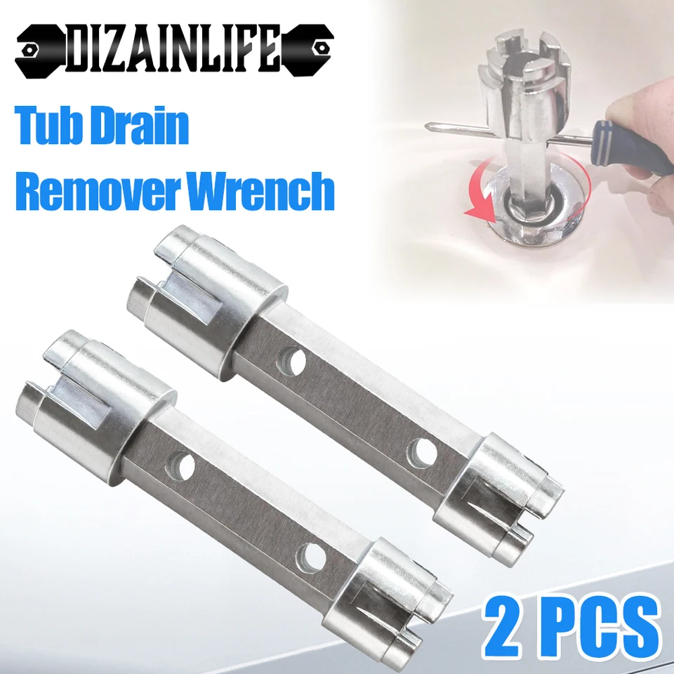 Odtok odtoku odtoku kľúča Dual End Dual Ended Zinc zliatiny Nástroj na inštaláciu kúpeľne a odstránenie väčšiny kúpeľných a sprchových odtokov