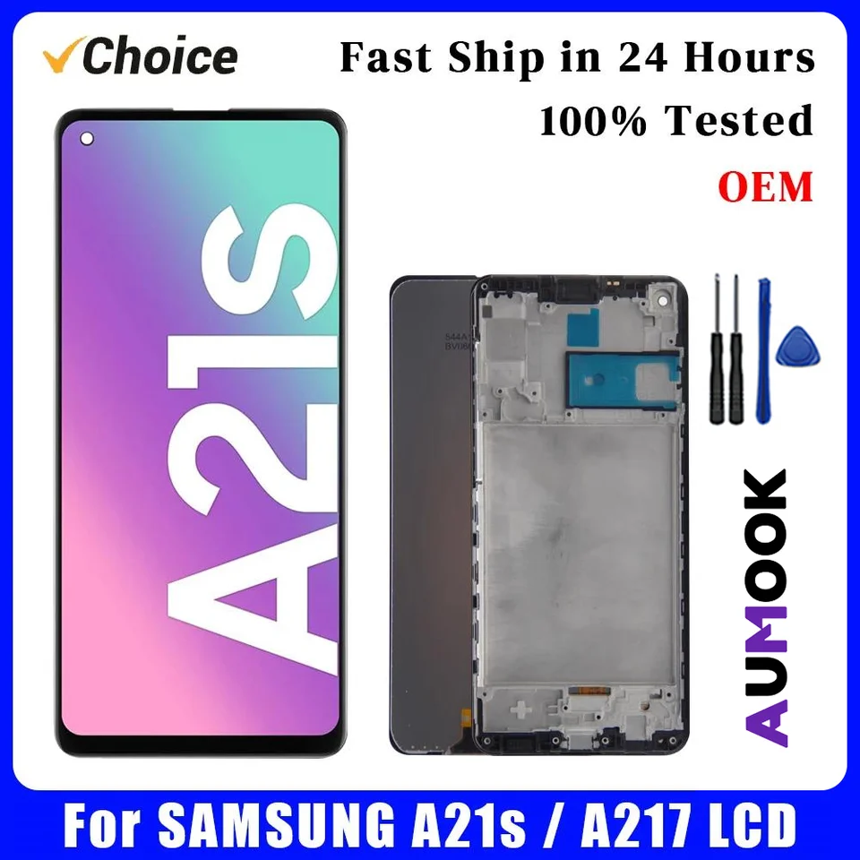 OEM PLS LCD pre výmenu obrazovky LCD displeja Samsung A21S pre Samsung A217 s digitalizátorom digitátora dotykovej obrazovky snímky dotykovej obrazovky