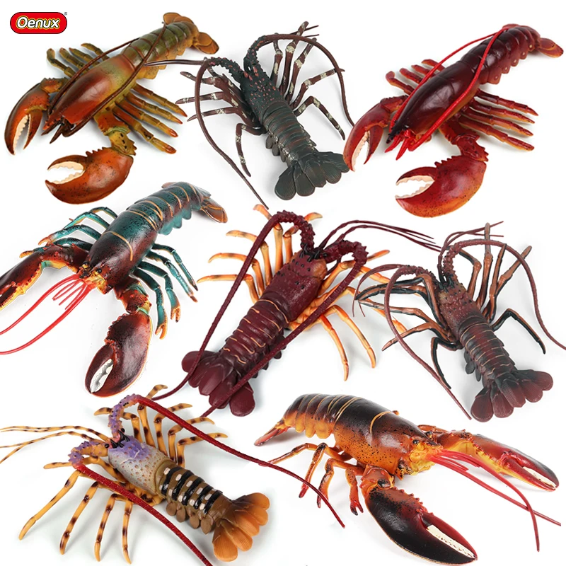 OENUX Sea Life Boston Lobster Simulation Marine Veľká veľkosť krevety Pod vodou sveta Zvieratá Akčné figúrky Model vzdeláva