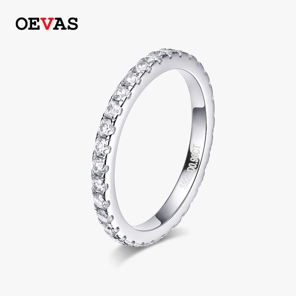 OEVAS 100% 925 Sterling Silver 2mm Moissnaite Diamond Rings for Women Kvalita Party Svadobná skupina jemné šperky Darček