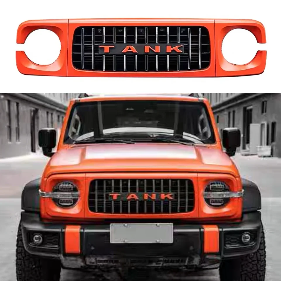 Off-road 4x4 Bumper Grille Fit for Great Wall Gwm Wey Tank 300 2021-2024 Upravená mriežka prednej tváre GT v štýle GT