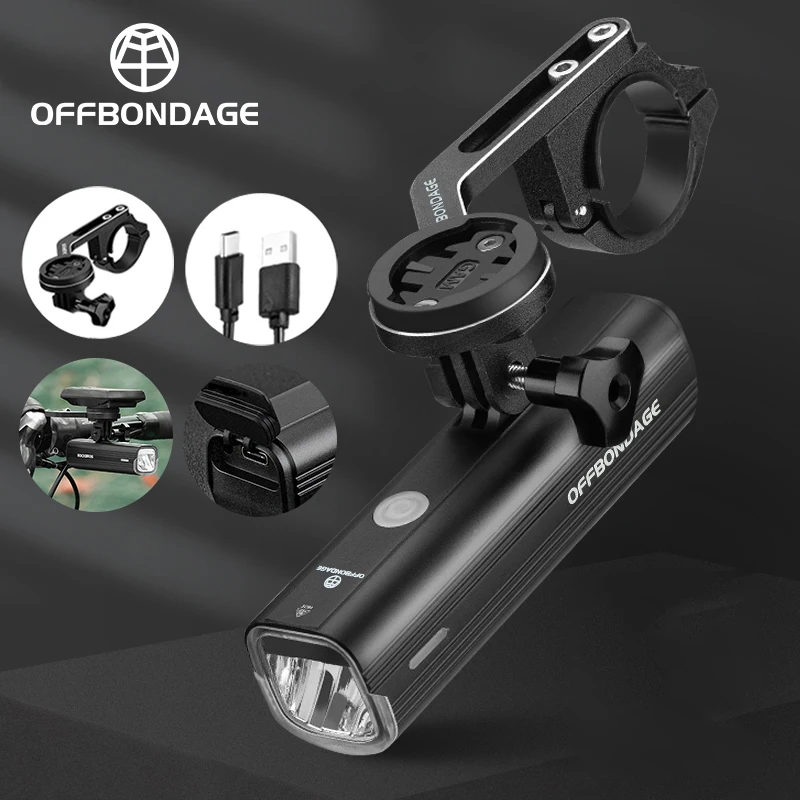 Offbondage Bike Front Light Rainproof odolný USB nabíjateľné bicykle svetlo 1000lm cyklistický svetlomet LED dióda 4800 mAh baterka bicykla.