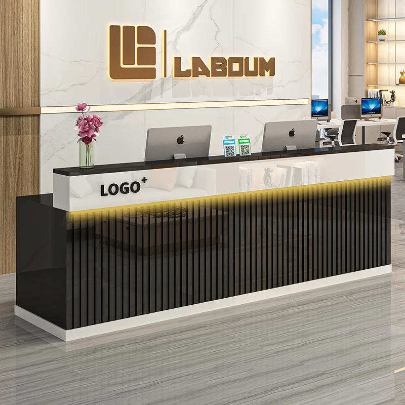 Office Beauty Recepcia stolov pódium luxusný dekor dizajnový recepčný stoly zobrazujú moderný komerčný nábytok MOSTRADOR recepción