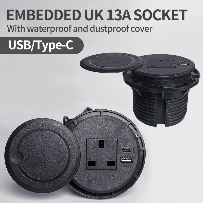 Office Desk Socket Socket Multifunkčná britská zásuvka s okrúhlym objímkom pre pracovnú plochu typu-