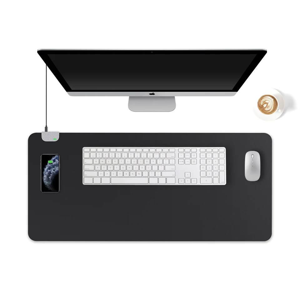 Office Mouse Pad s viacerými bezdrôtovými nabíjacím stolom Rýchly bezdrôtový nabíjací stôl Protector pre iPhone/Samsung/Huawei