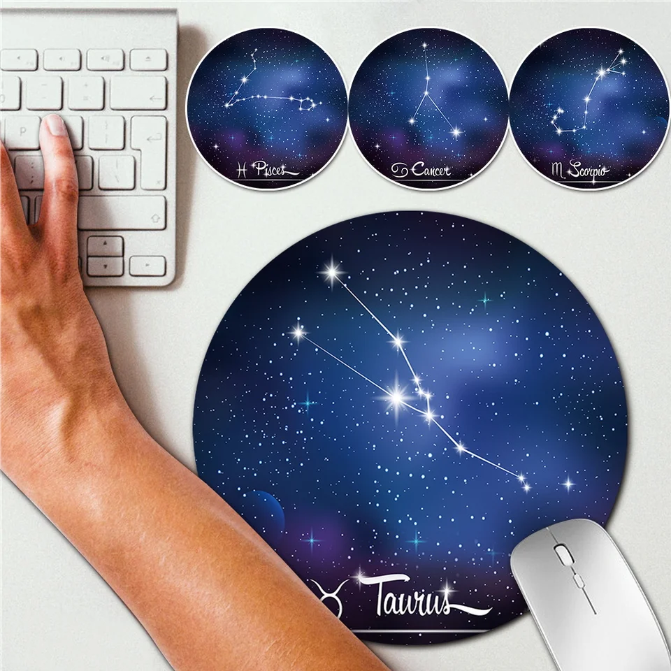Office Office Office Mouse podložka pre notebook MacBook Air Pro 22x22 cm rohož PAD 12 Constellations PU Leather Witerplop Cup Mats Desk