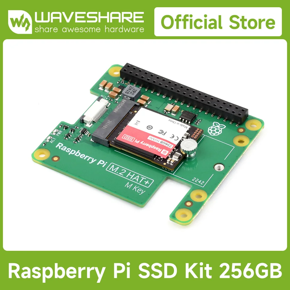 Oficiálna súprava Raspberry Pi SSD, 256 GB/512 GB vysokorýchlostný tuhý stav a Raspberry Pi M.2 Hat+, v súlade s PCIe Gen 3