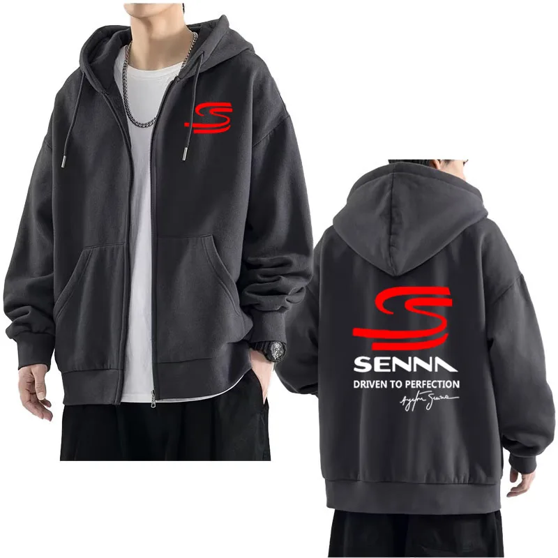 Oficiálna webová stránka Pánska mikina nová veľká veľkosť vonkajšieho športového mužského parlaganu Ayrton Senna Vytlačená masívna farebná zipsová mikina
