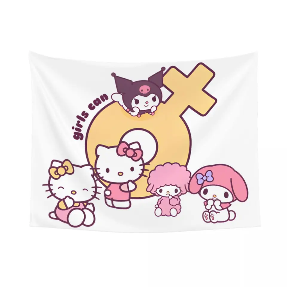 Oficiálne Hello Kitty melódiu Kuromi Girls Can Tapištry Wall Hippie Polyester Wall