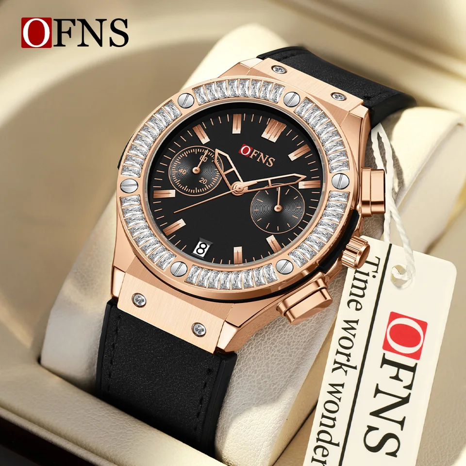 OFNS Brand 1530 Simple Dámsky Quartz Watch Waterproof Calendar Night Light Fashion Fashion Dámske Quartz Watch Chronograph