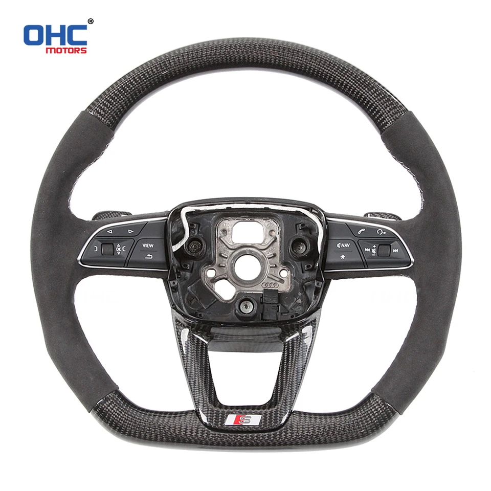 OHC Motors 100% skutočné kožené uhlíkové vlákno Alcantara CAR CHYN Kompatibilný pre Audi A3 Q5 A4 SQ5 SQ7 A5 SQ8 S3 S5 SQ8