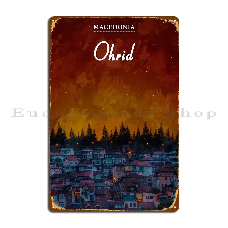 Ohrid Macedónsko kovové plakety plagáty dekorácia navrhovanie garážového kina stena jaskynnej cínovej značky plagát