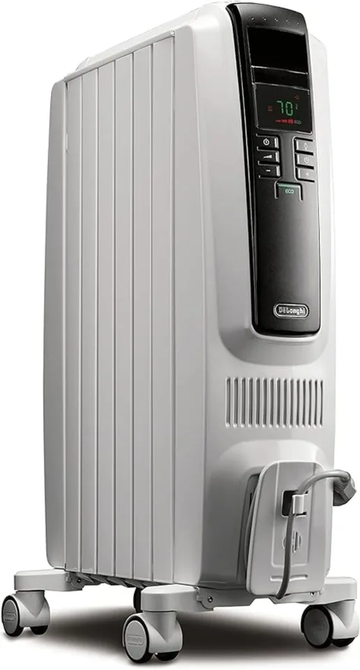 Ohrievač chladiča naplnený digitálnym olejom Delonghi Dragon, 1500 W elektrický priestor pre použitie v interiéri, programovateľný časovač, úspora energie