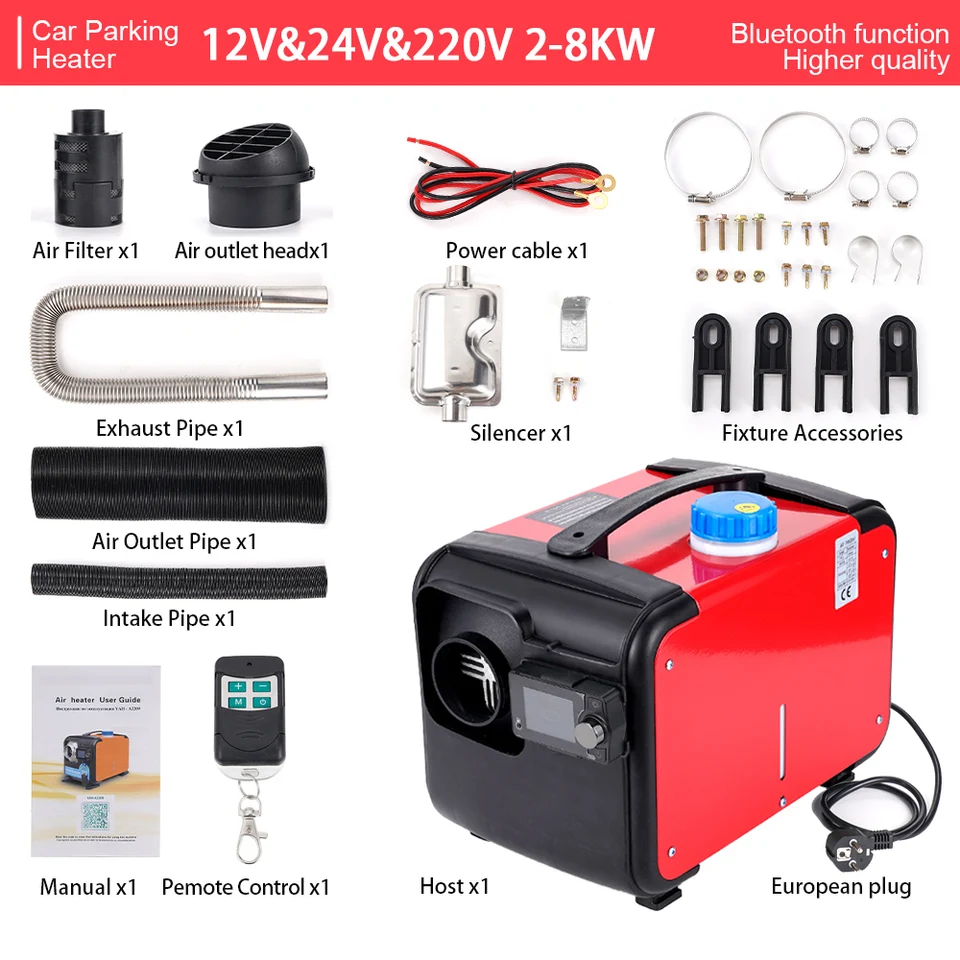 Ohrievač parkovania nafty 12V 24V 220V AC a DC Universal Air ohrievač všetko v One Bluetooth App Control for Van Camping Trailer