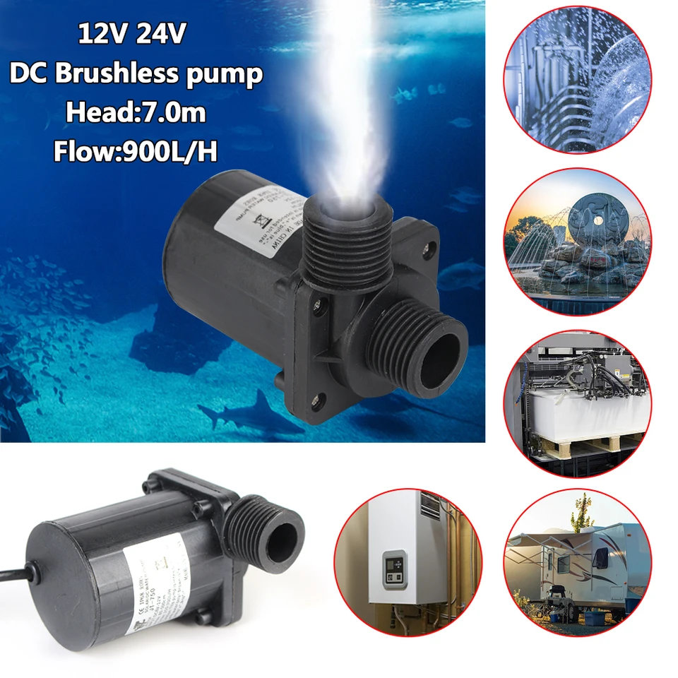 Ohrievač vody sprcha podlahové vykurovanie posilňovacie čerpadlo US Plug IP68 tiché 4 body závity DC 12V 24 V Brushless Solar Motor Vodné čerpadlo
