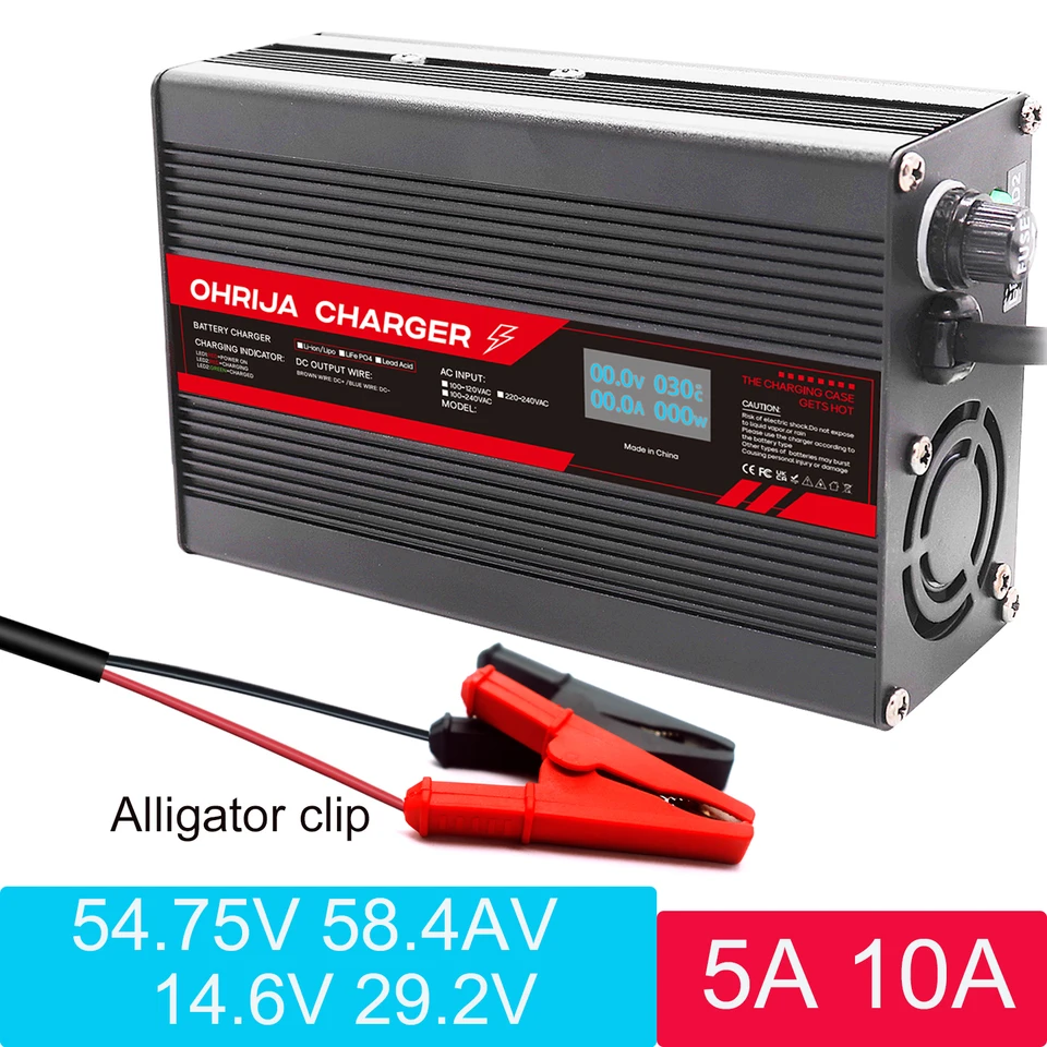 OHRIJA CL 14.6V 29.2V 10A LIFEP04 nabíjačka pre 48 V LIFEP04 nabíjačku nabíjačky na nabíjačku 54,75V 58.4V 5A Charger OLED OLED