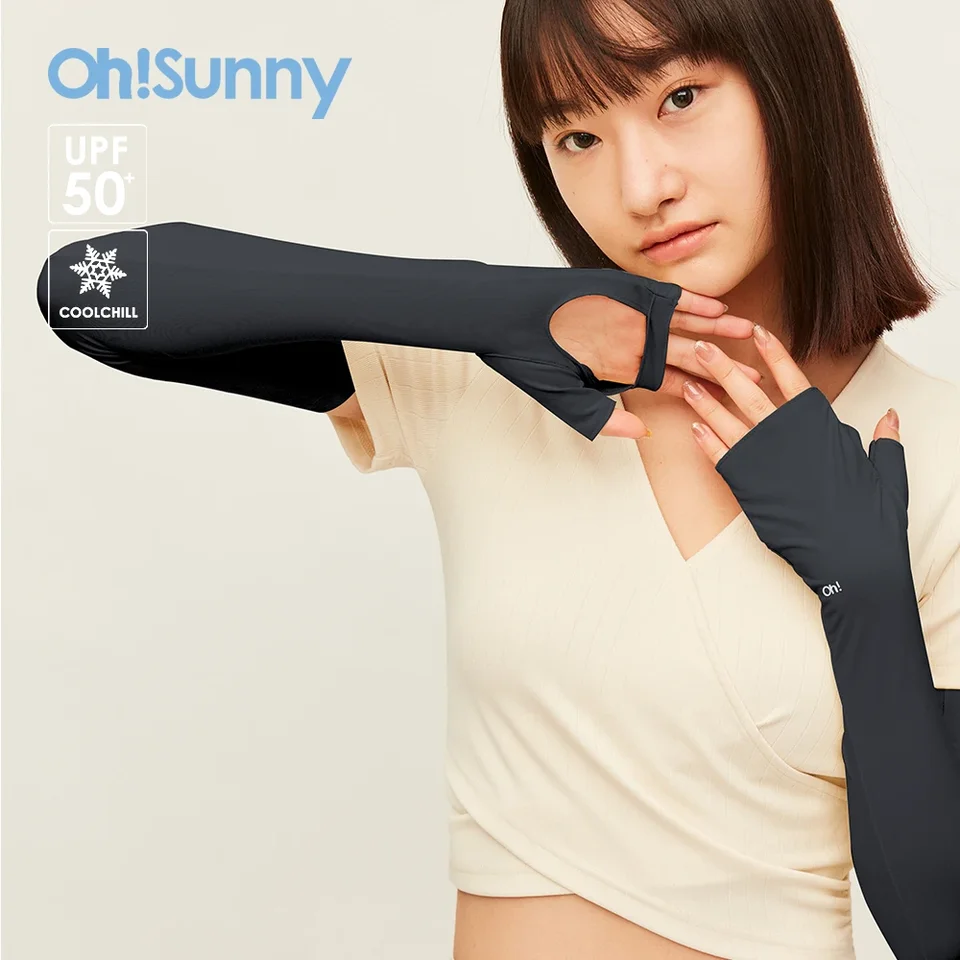 Ohsunny UV ochrana s dlhým rukávom Rukáv Empty Palm UPF50+ Ženy priedušné chladiace prsty bez rukávov rukávov rukáv