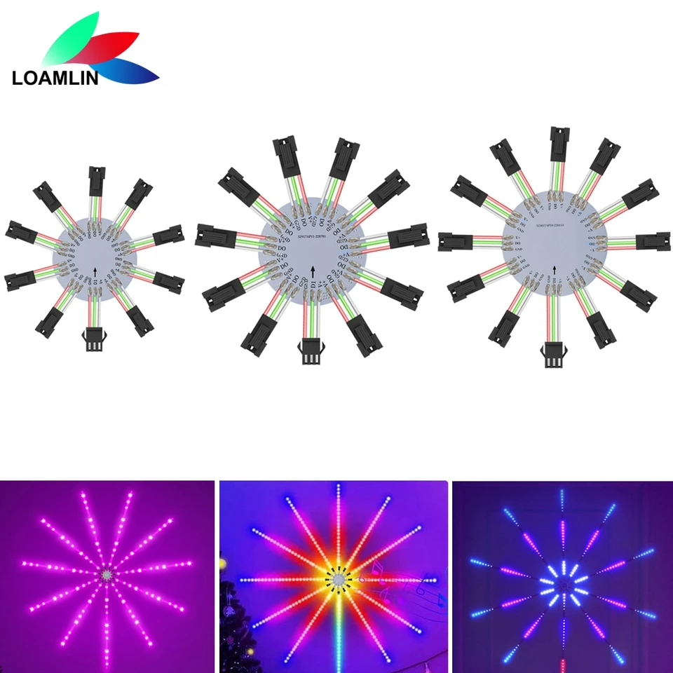 Ohňostroj Light Modul 11/12/115Cannels WS2812 WS2811 SK6812 Individuálne adresovateľné 3pinové prúžky Round Panel pre dekoráciu domácej párty