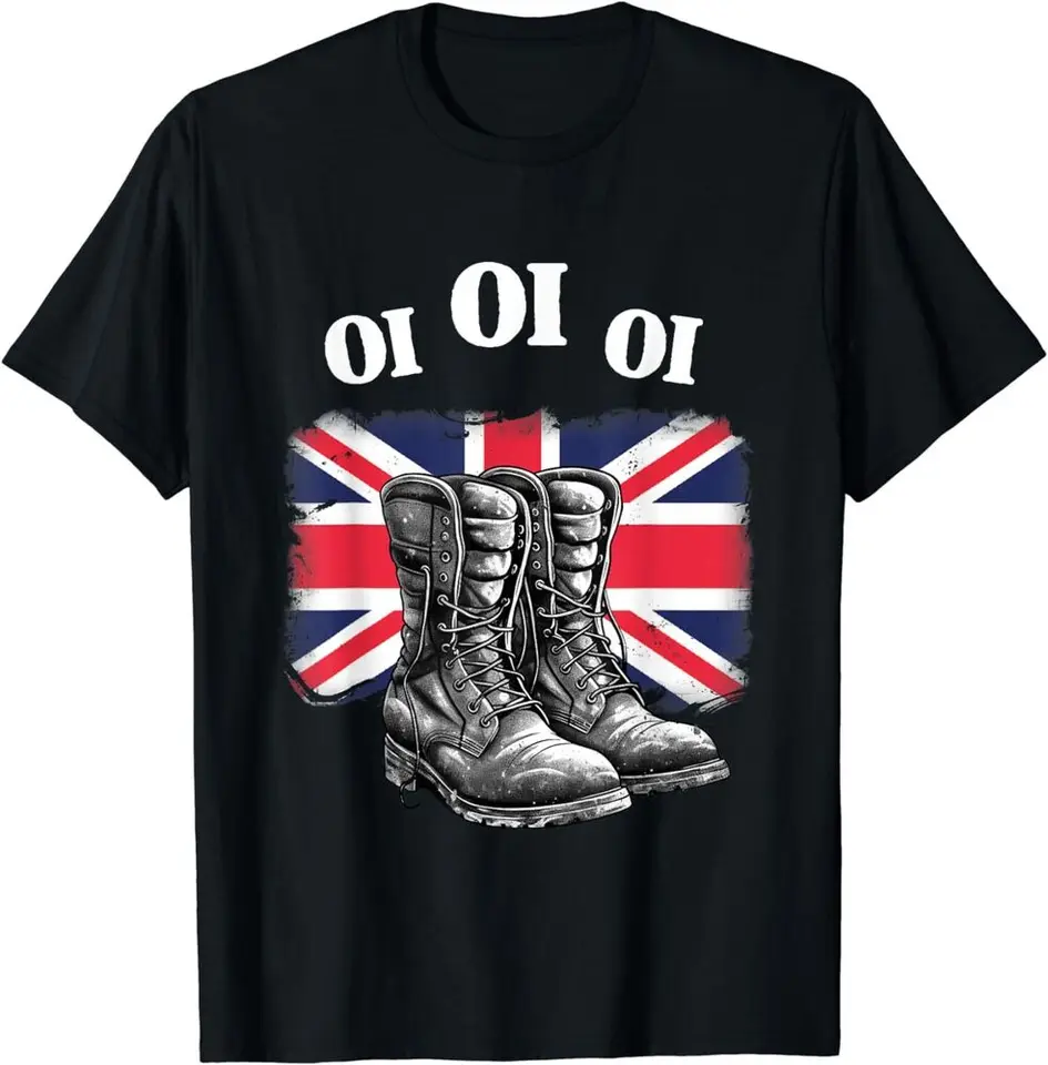 Oi oi oi skinhead bojové topánky britské vlajkové tričko unisex tričká bavlna luxusná značka vintage nadmerne nadmerne
