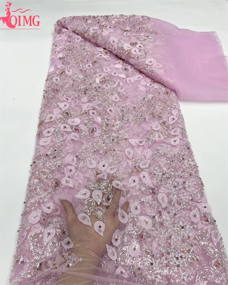 Oimg Pink African Fliters Lace Fabrics 2024 Vysoko kvalitné vyšívané francúzske ženích Mash Lace Nigerijská čipka