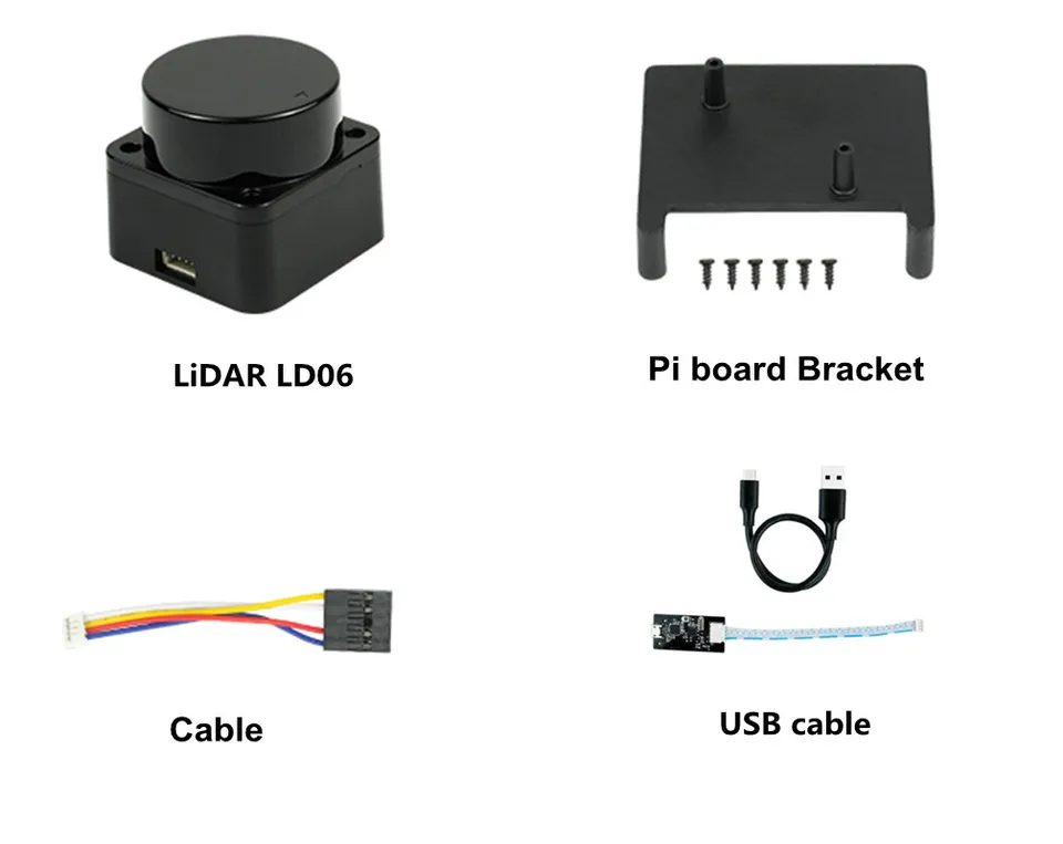 OKDO LIDAR MODUL LIDAR LD06 s vývojovou súpravou na držiak pre Raspberry PI 4B