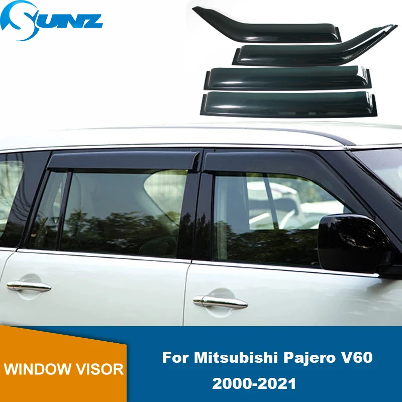Okenný priezor pre Mitsubishi Montero Pajero V60 2000-2021 Vietorové štíty v aute Sun Dážď deflektor Guards bočné okno Deflektor Sunz Sunz