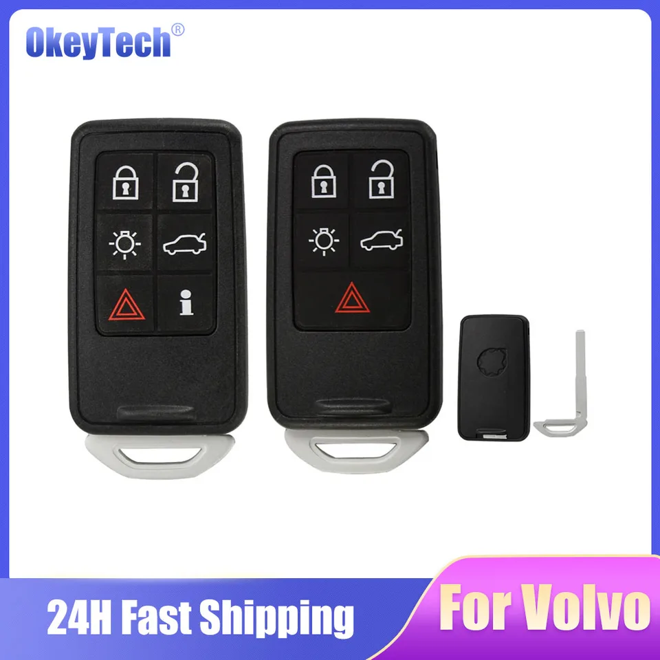 OkeyTech Smart Car Key Nahradenie pre Volvo S60 V60 V70 S80 XC70 XC60 2008-2017 5/6 Tlačidlá Diaľkové puzdro Keyless