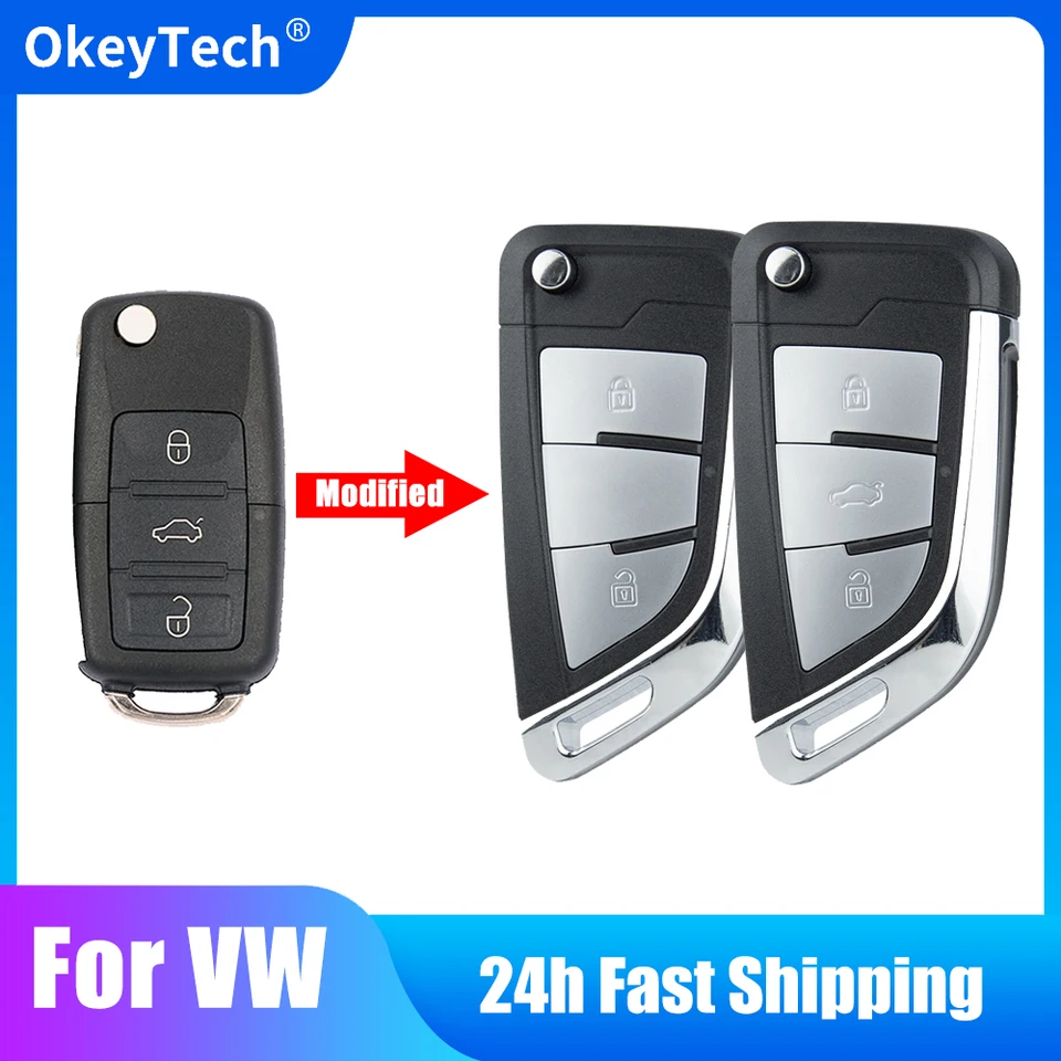 OkeyTech upravené 2/3 tlačidlá diaľkového kľúča kľúča kľúča pre kľúče pre puzdro pre Volkswagen Vw Jetta Golf Passat Beetle Skot Seda sedadlo Polo B5
