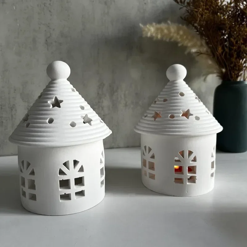 Okrúhla hviezdna obloha dom silikónová forma Tealight House formy lucerny domy cement Cement Sadrová hlinka Casting Epoxidová živicia pleseň Domovod