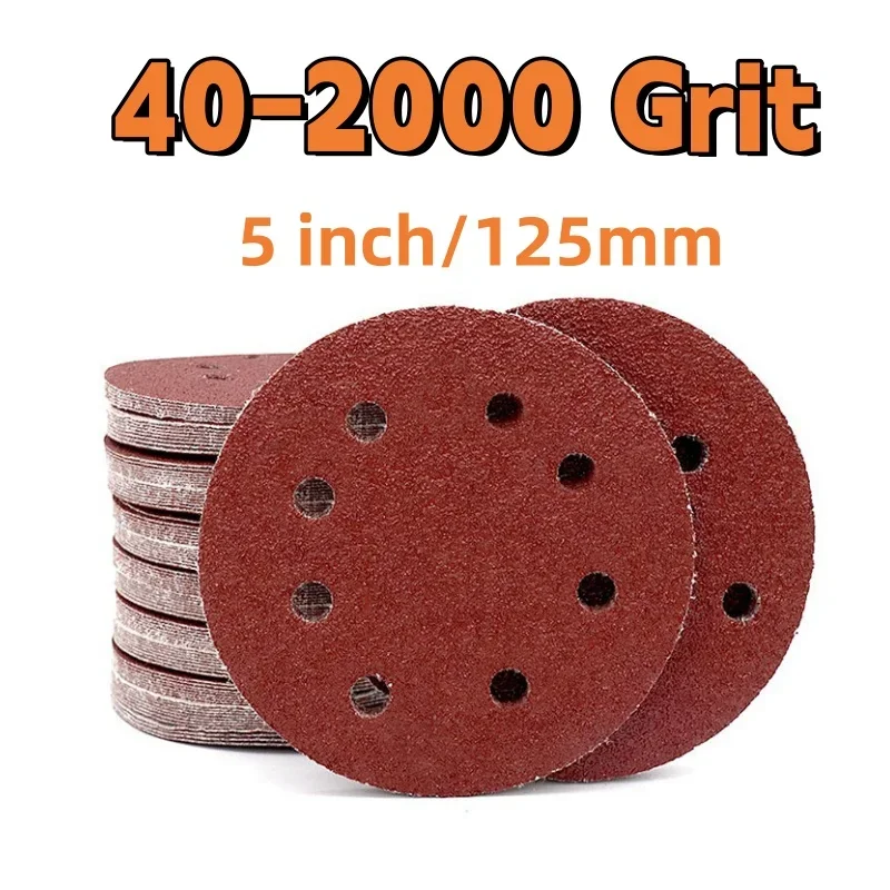 Okrúhly brúsny papier 5 palcov 8 otvorových brúsnych diskov 40-2000