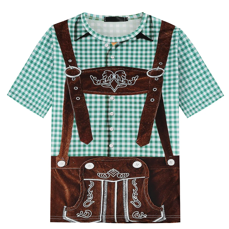 Oktoberfest pivo bavorský 3D tlačené tričko módu Nemecko Lederhosen Graphic T košeľa pre mužov