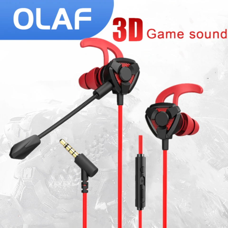 OLAF Headset Gamer Káblové slúchadlá 3,5 mm slúchadlá Jack s mikrofónom mikrofónom 3D pre telefón PC PC NAHOP do uší herné slúchadlá