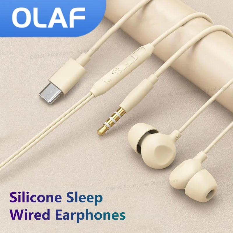 OLAF typu C/3,5 mm silikónový spánok káblové slúchadlá do uši