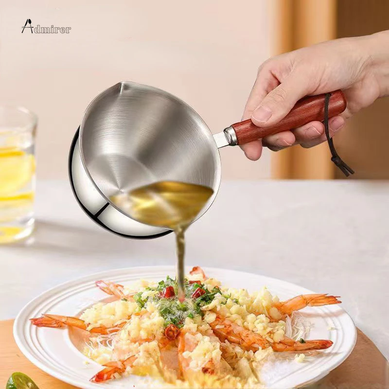Olej z nehrdzavejúcej ocele s drevenou rukoväťou 120 ml/200 ml rozliatej mini polievkovej mliečne mlieko, obarenie, ktoré nie sú kuchynské príslušenstvo
