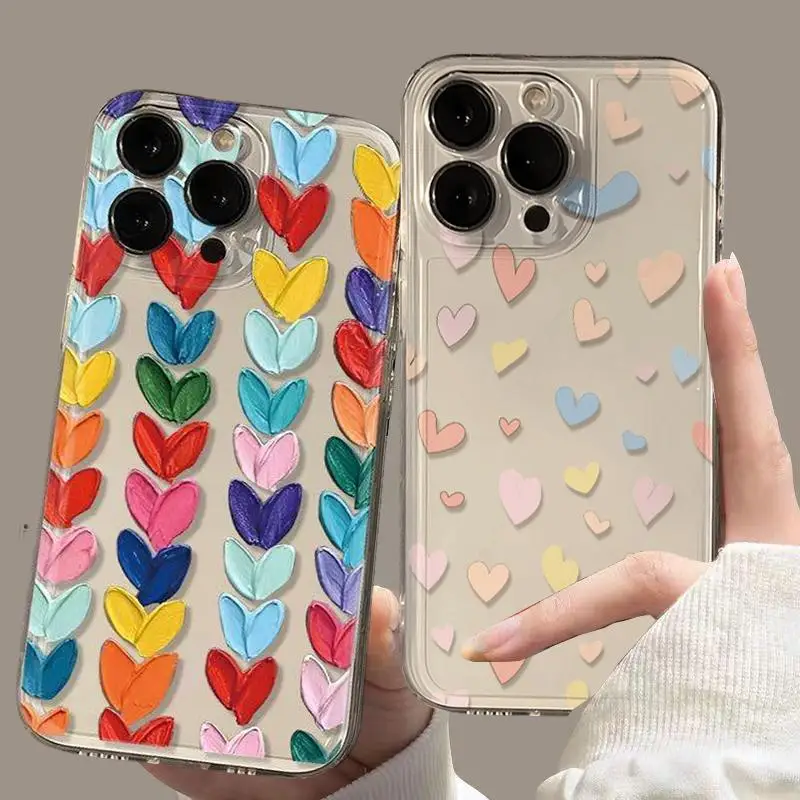Olejomaľba Láska srdcový čistý telefón puzdro pre Realme C53 C55 C67 C63 C33 C30 C35 C51 C21Y C25Y 8i 9i 9 10 12 Pro Plus Plus 8 5G Cover