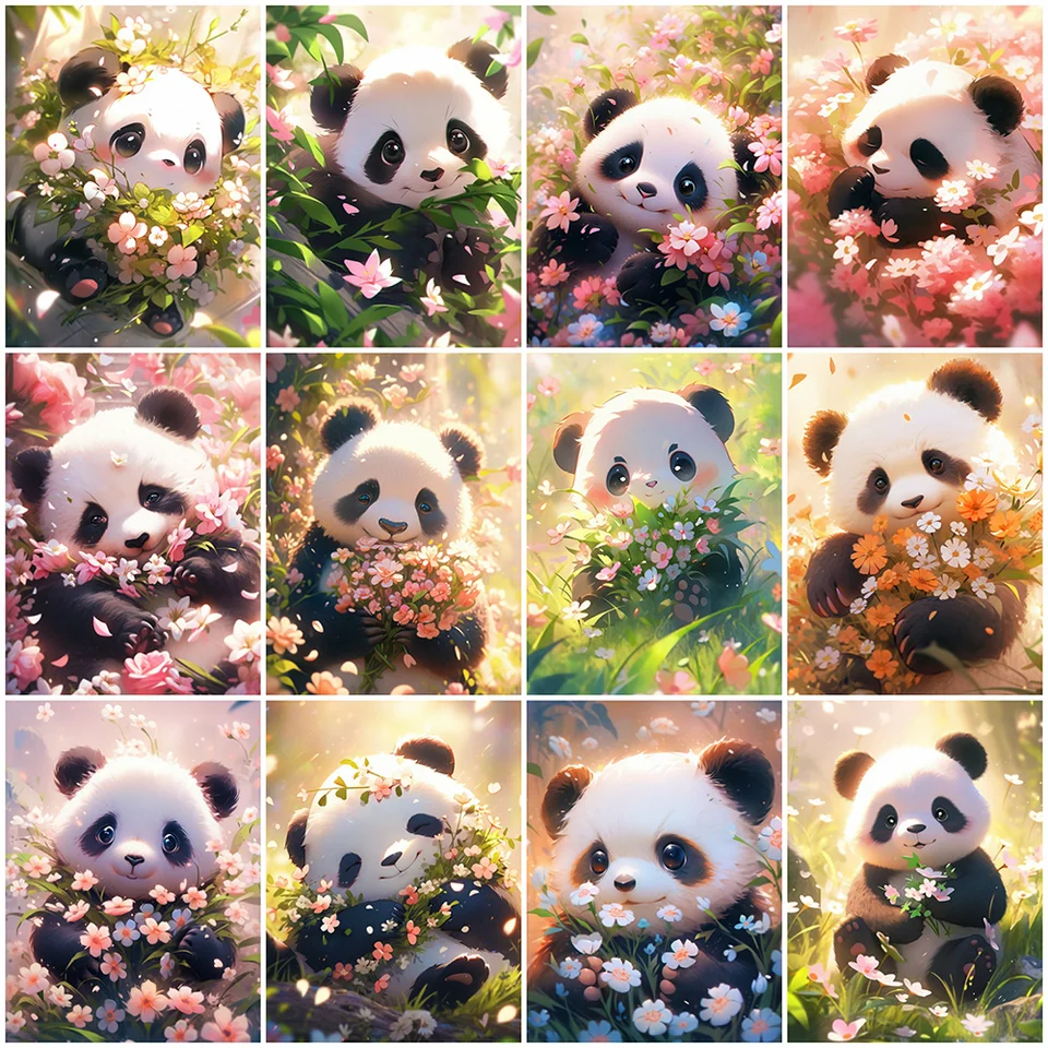 Olejomaľba Momoart Panda Animal Unikátny darček akrylová farba sfarbenie podľa čísel Karikatúra ručne maľovaná remeslá