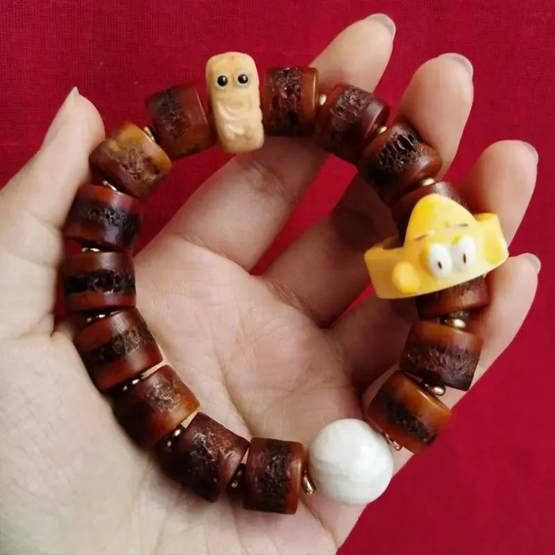 Olejová lebka Old Gaba Tmavá farba 14mmbead náramku s flexibilnými prsteňmi jeleňmi biscuit flexibilný prsteň