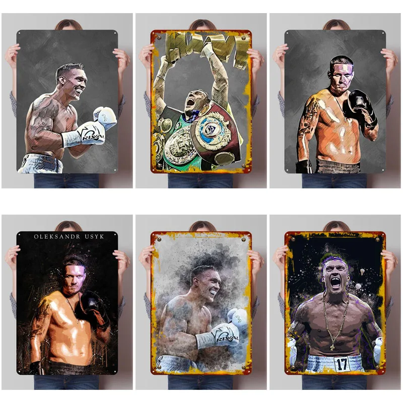 Oleksandr USYK Tinplate znamenie športové kovové plagáty na stenu dekorácie Vlastné kovové značky pre nástenné umenie dekorácie výzdoba