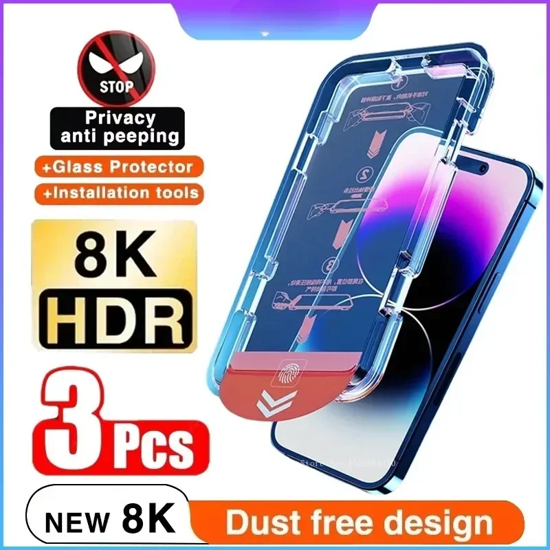 Oleofóbny povlak prachu bezplatný inštalácia ochrany súkromia pre chránič iPhone 13 11 12 14 15 16 Pro Max xs x xr 16 15 plus sklo
