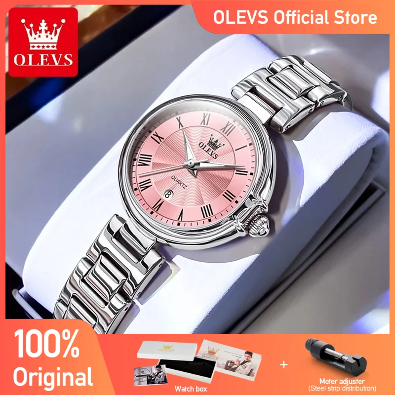 Olevs 5608 Dámske hodinky Originálne módne svetlo Luxusné kremenné náramky Witerproof Luminous Reloj Chronograph Dáty dámy hodinky